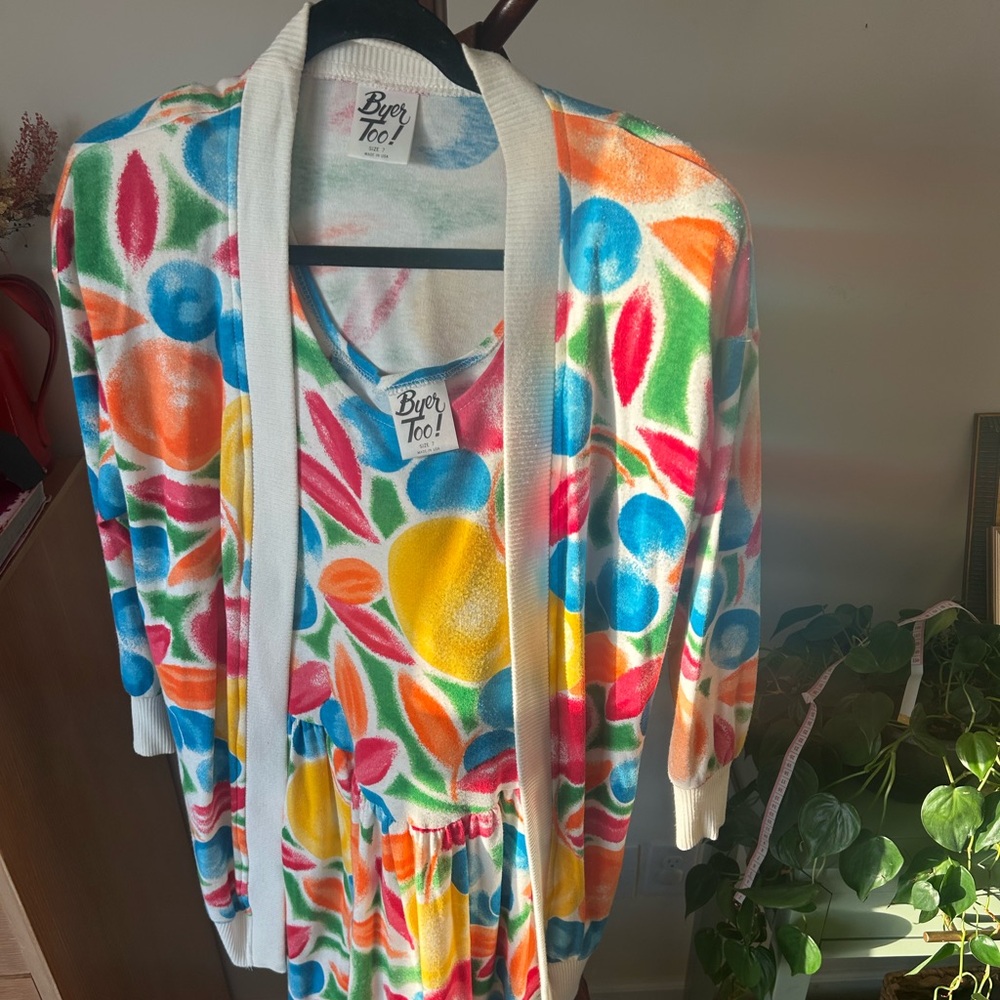 Byer Too! Colorful Fruit Print Cardigan & Dress Set - Multicolor
